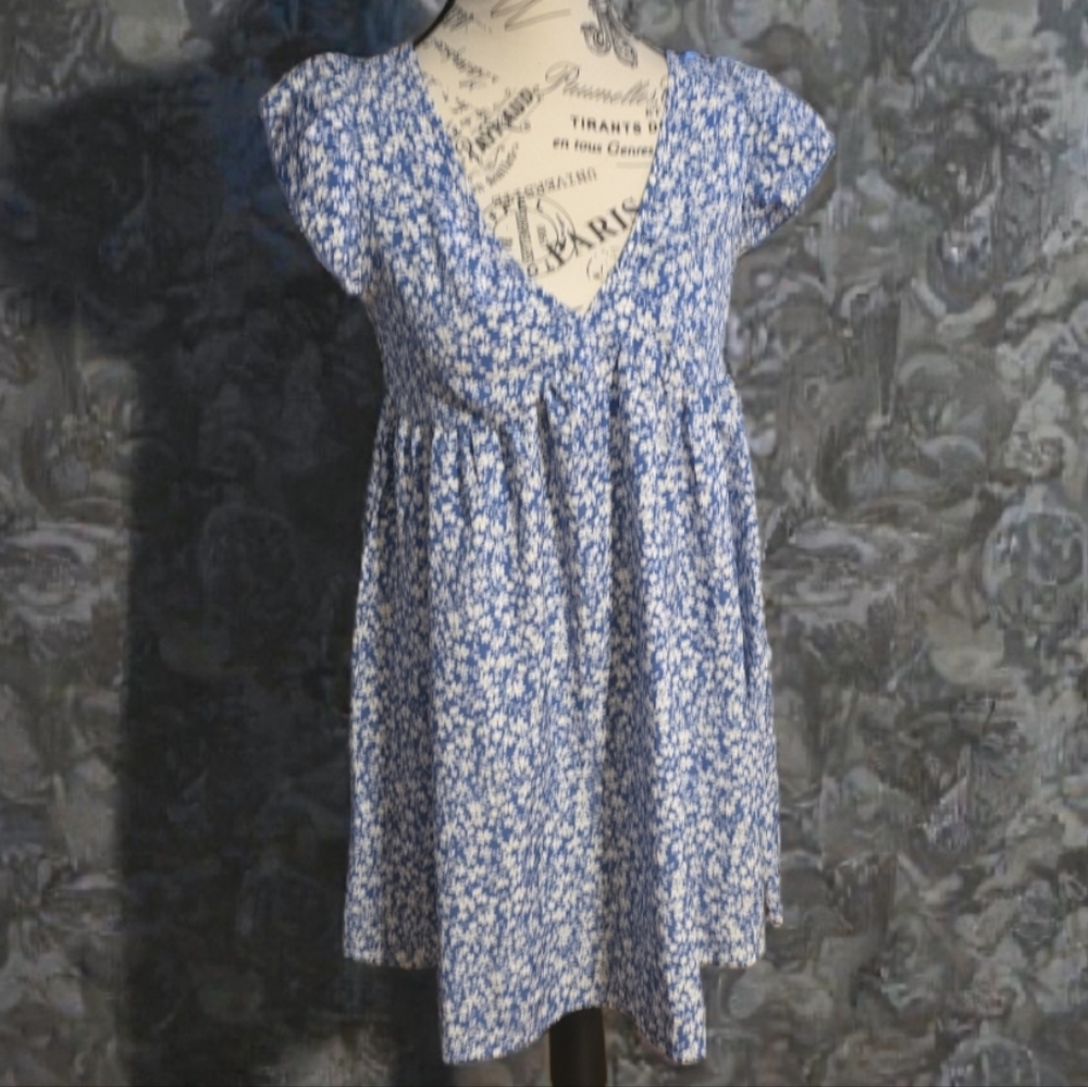 SHEIN‎ Blue Floral Womens Mini Dress
